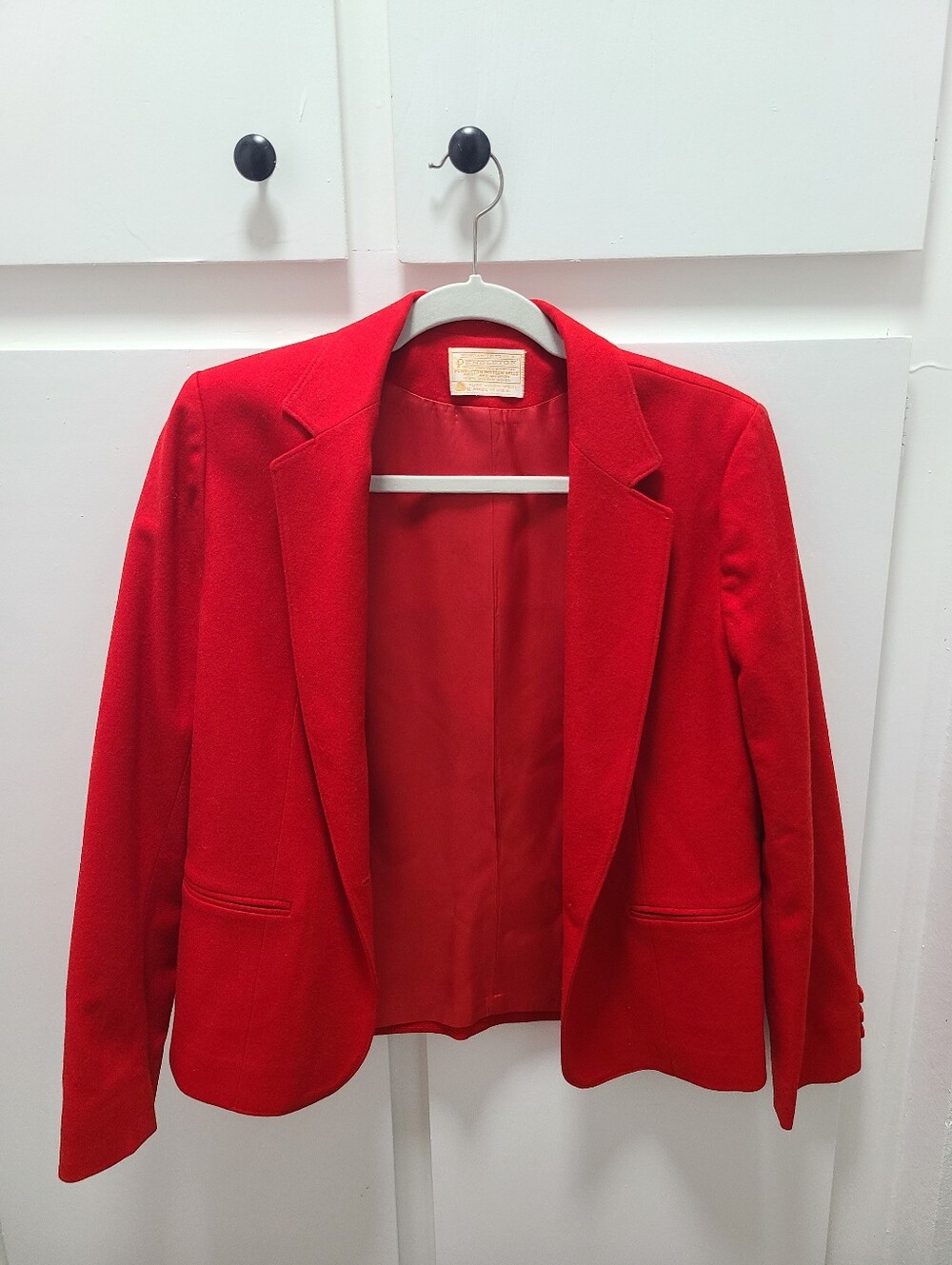 Vintage 80s Pendleton Red Wool Blazer Jacket – Size 10 – Tailored Coat